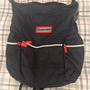 Hunter Black Backpack with Red Zippers